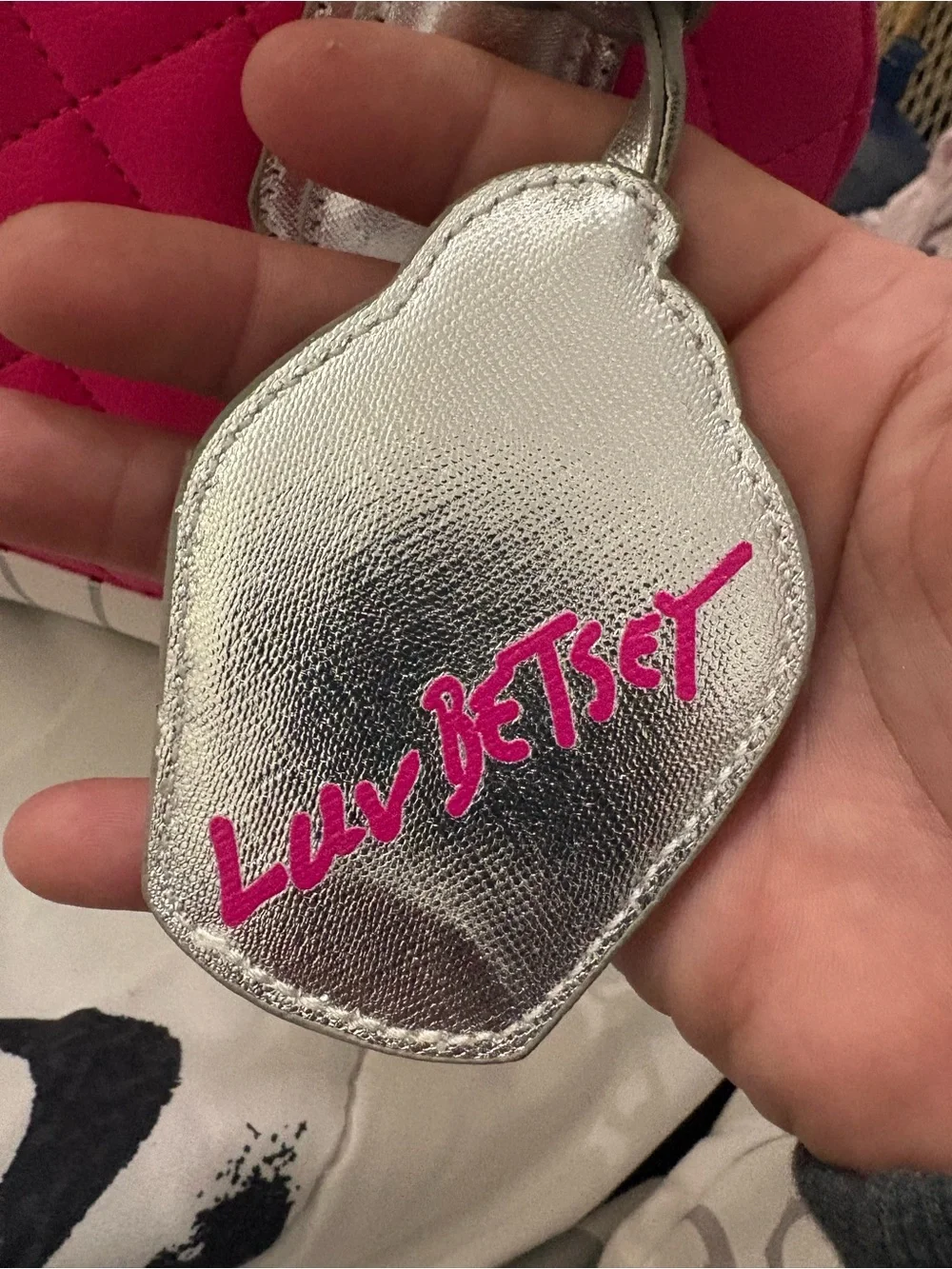 Betsey Johnson Hot Pink Quilted Satchel Cupcake Charm Silver Handless NWOT